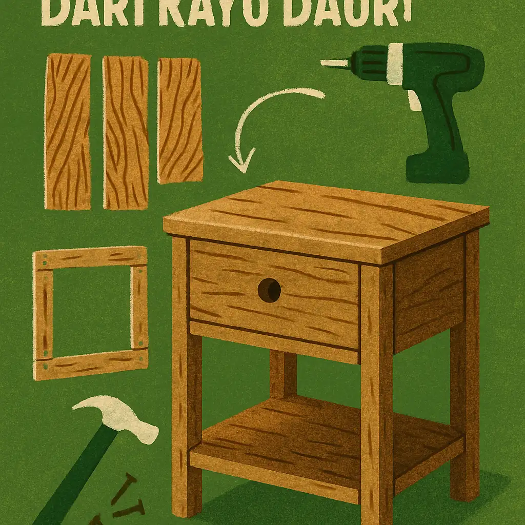 DIY Meja Samping Tempat Tidur dari Kayu Daur Ulang